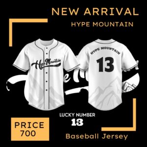 Hype Mountain Baseball Jersey Lucky Number 13 White